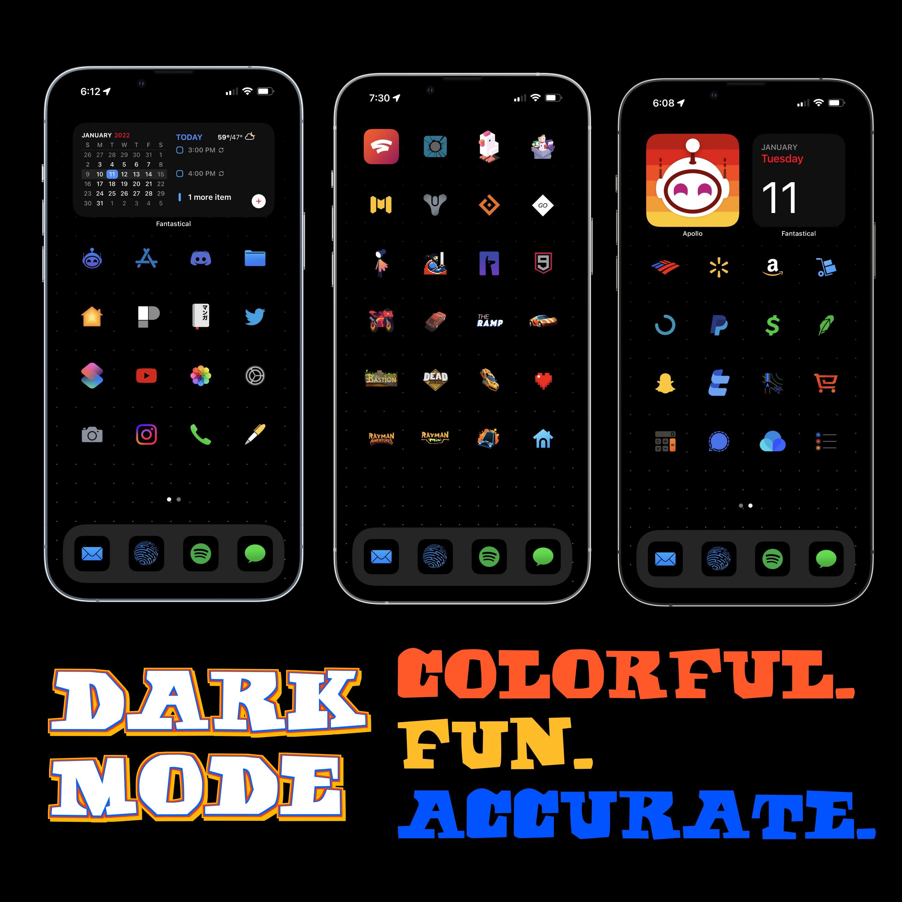 Dark Mode Colorful iOS Icons