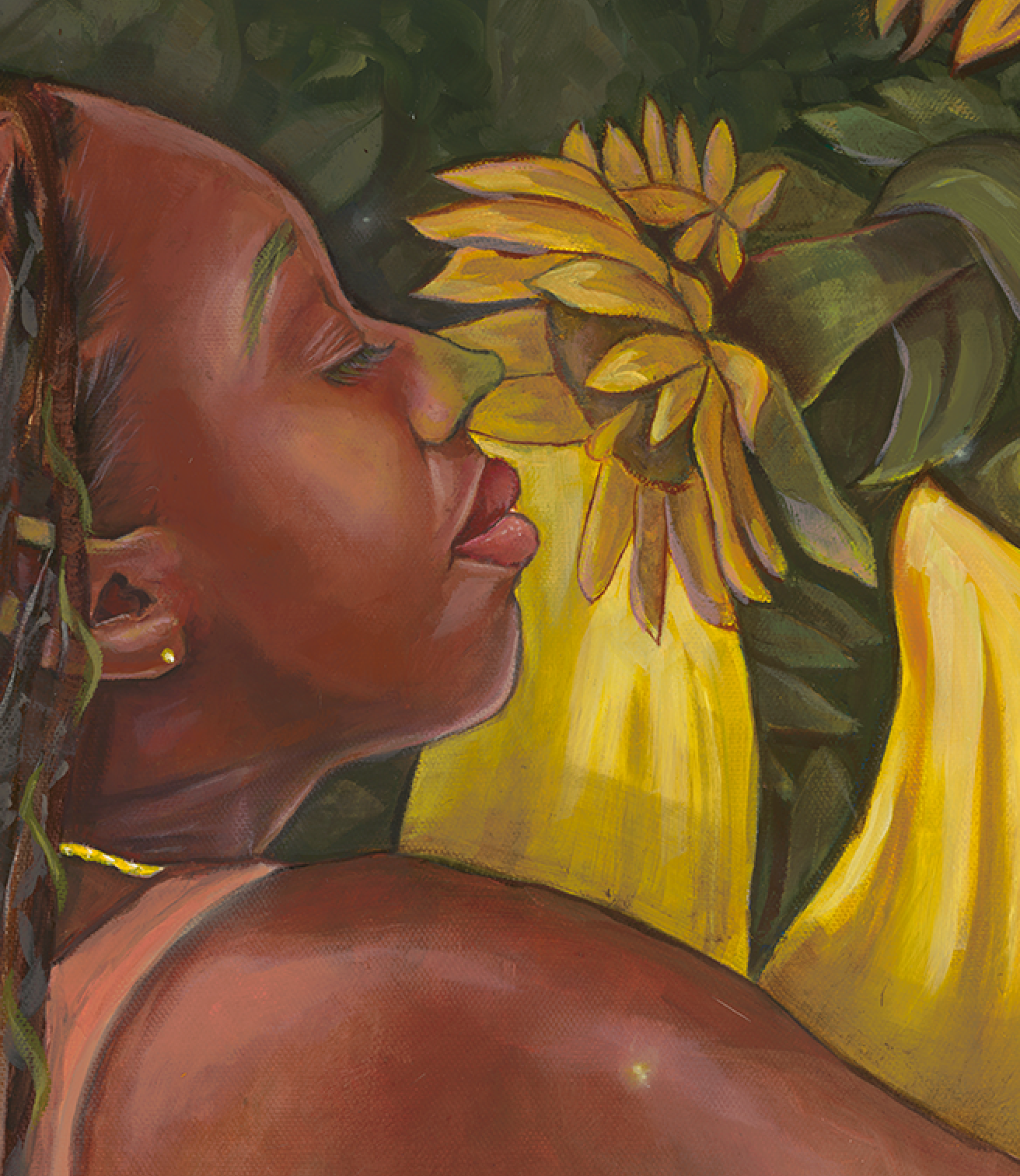 "SunFlowers Embrace" Original Oil Painting on Stretched Canvas