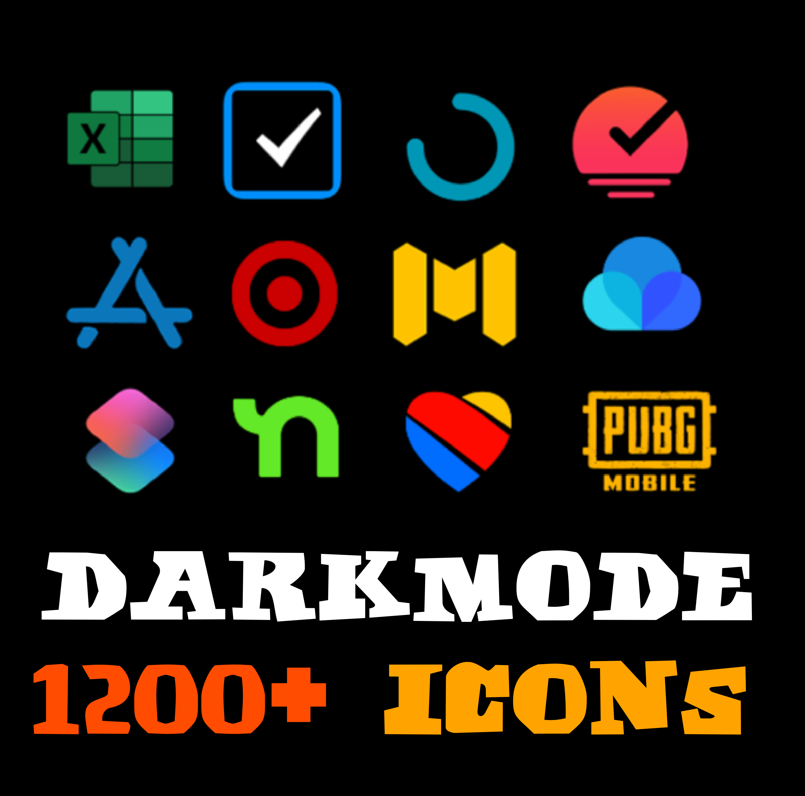 Dark Mode Colorful iOS Icons
