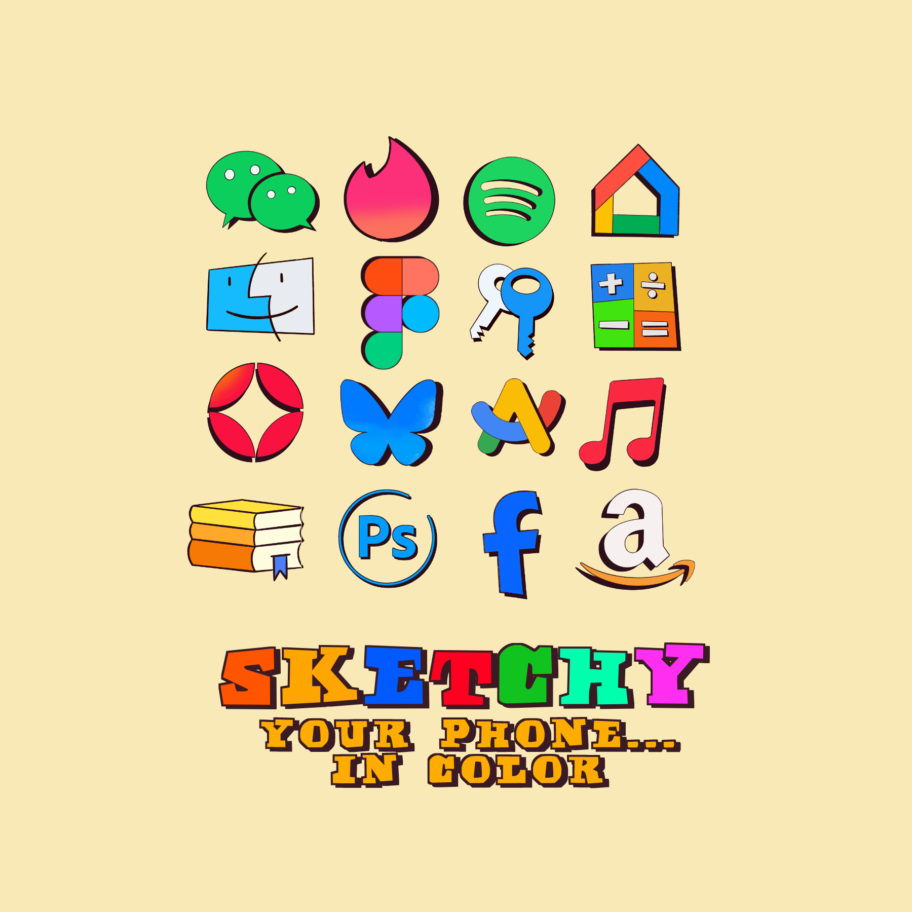 SKETCHY Colorful iOS Icon Pack